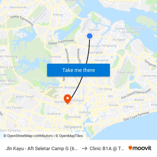 Jln Kayu - Aft Seletar Camp G (68119) to Clinic B1A @ TTSH map