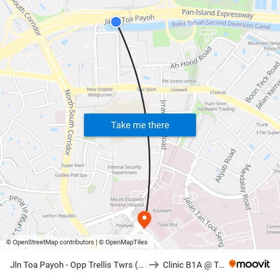 Jln Toa Payoh - Opp Trellis Twrs (52079) to Clinic B1A @ TTSH map