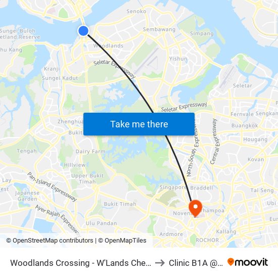 Woodlands Crossing - W'Lands Checkpt (46109) to Clinic B1A @ TTSH map