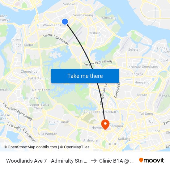 Woodlands Ave 7 - Admiralty Stn (46779) to Clinic B1A @ TTSH map