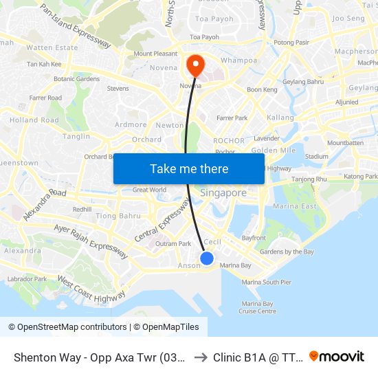 Shenton Way - Opp Axa Twr (03217) to Clinic B1A @ TTSH map