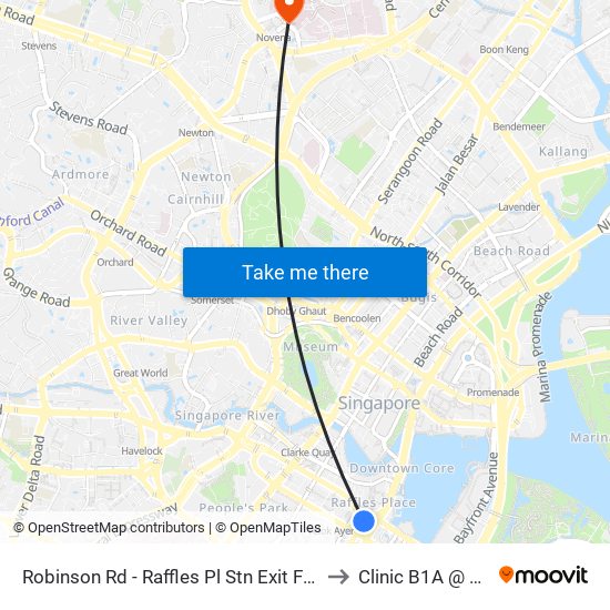 Robinson Rd - Raffles Pl Stn Exit F (03031) to Clinic B1A @ TTSH map