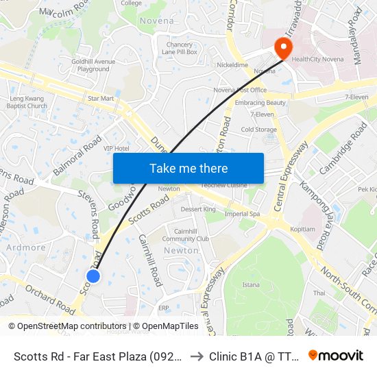 Scotts Rd - Far East Plaza (09219) to Clinic B1A @ TTSH map