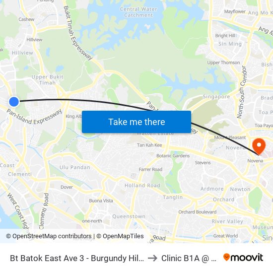 Bt Batok East Ave 3 - Burgundy Hill (42319) to Clinic B1A @ TTSH map