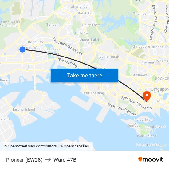 Pioneer (EW28) to Ward 47B map