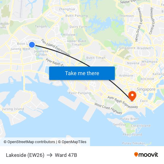 Lakeside (EW26) to Ward 47B map