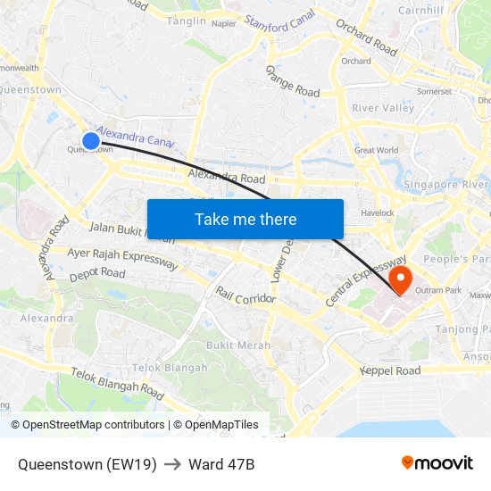 Queenstown (EW19) to Ward 47B map