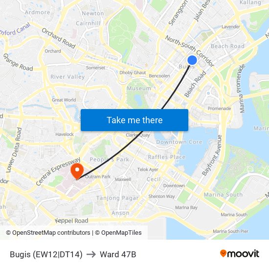 Bugis (EW12|DT14) to Ward 47B map