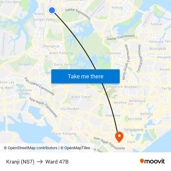 Kranji (NS7) to Ward 47B map