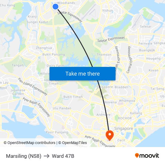 Marsiling (NS8) to Ward 47B map