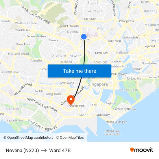 Novena (NS20) to Ward 47B map