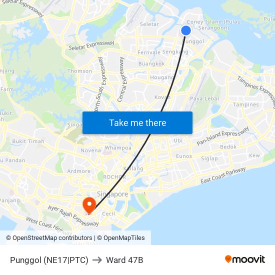 Punggol (NE17|PTC) to Ward 47B map