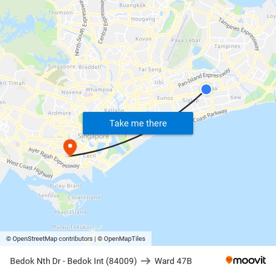 Bedok Nth Dr - Bedok Int (84009) to Ward 47B map