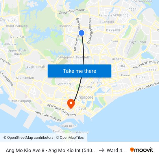 Ang Mo Kio Ave 8 - Ang Mo Kio Int (54009) to Ward 47B map