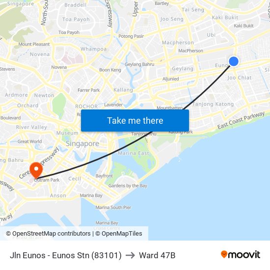 Jln Eunos - Eunos Stn (83101) to Ward 47B map