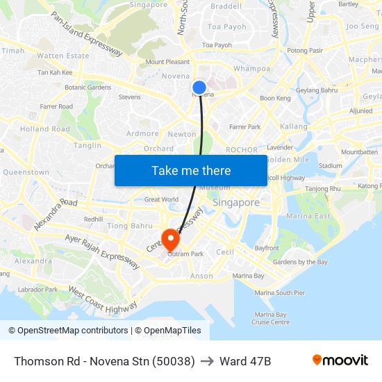 Thomson Rd - Novena Stn (50038) to Ward 47B map