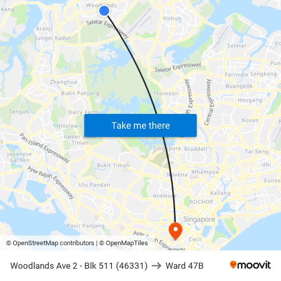 Woodlands Ave 2 - Blk 511 (46331) to Ward 47B map