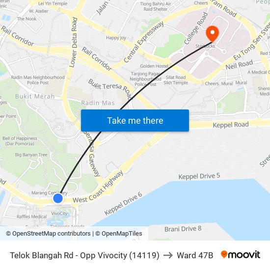 Telok Blangah Rd - Opp Vivocity (14119) to Ward 47B map