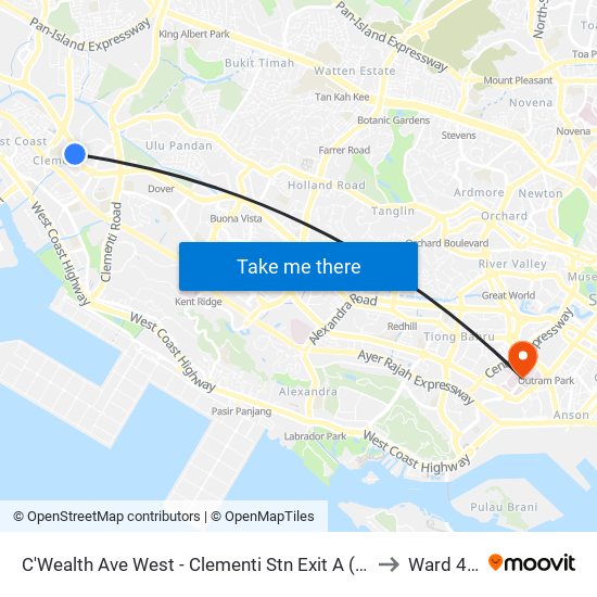 C'Wealth Ave West - Clementi Stn Exit A (17171) to Ward 47B map