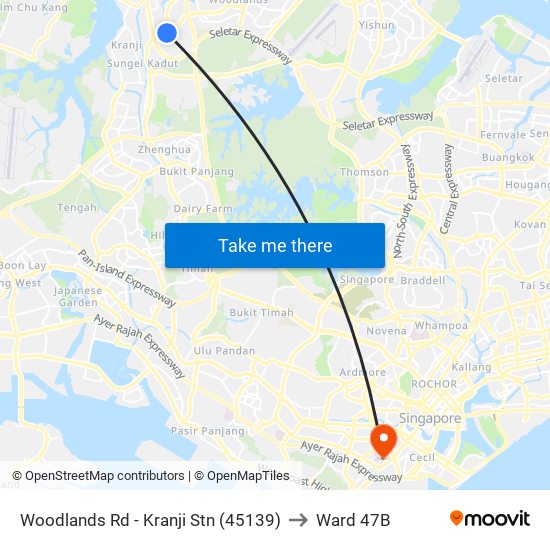 Woodlands Rd - Kranji Stn (45139) to Ward 47B map