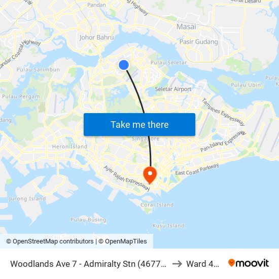 Woodlands Ave 7 - Admiralty Stn (46779) to Ward 47B map