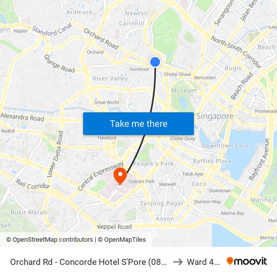 Orchard Rd - Concorde Hotel S'Pore (08138) to Ward 47B map