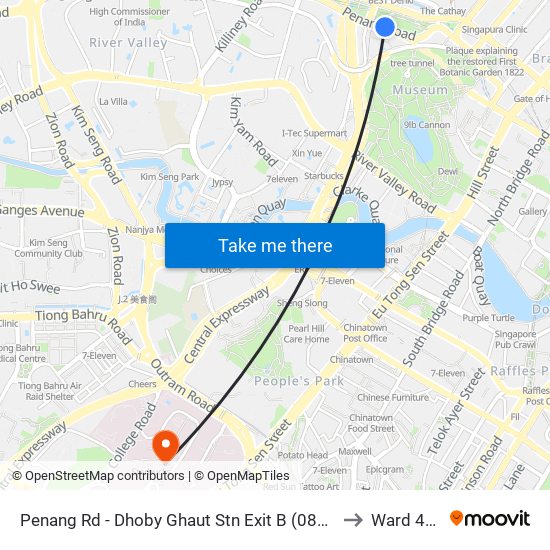 Penang Rd - Dhoby Ghaut Stn Exit B (08031) to Ward 47B map