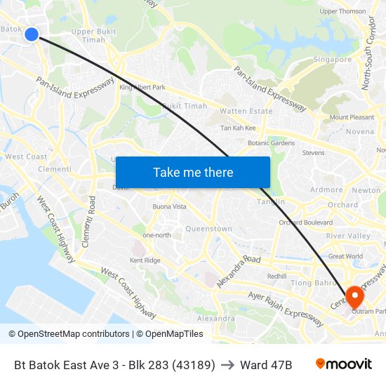 Bt Batok East Ave 3 - Blk 283 (43189) to Ward 47B map