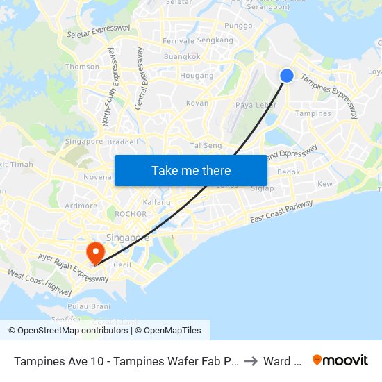 Tampines Ave 10 - Tampines Wafer Fab Pk (75351) to Ward 47B map