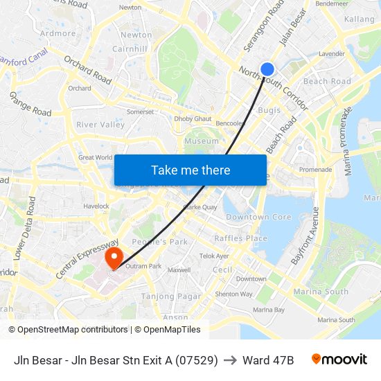 Jln Besar - Jln Besar Stn Exit A (07529) to Ward 47B map
