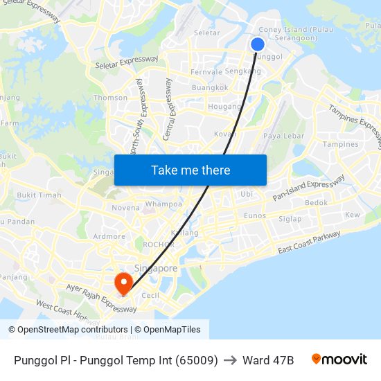 Punggol Pl - Punggol Temp Int (65009) to Ward 47B map