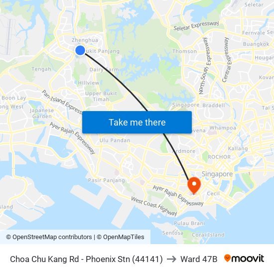 Choa Chu Kang Rd - Phoenix Stn (44141) to Ward 47B map