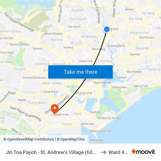 Jln Toa Payoh - St. Andrew's Village (60081) to Ward 47B map