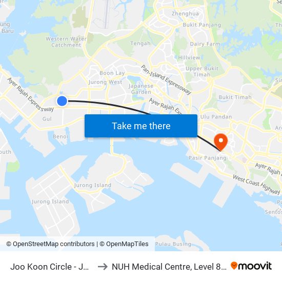 Joo Koon Circle - Joo Koon Int (24009) to NUH Medical Centre, Level 8, Children's Cancer Centre. map