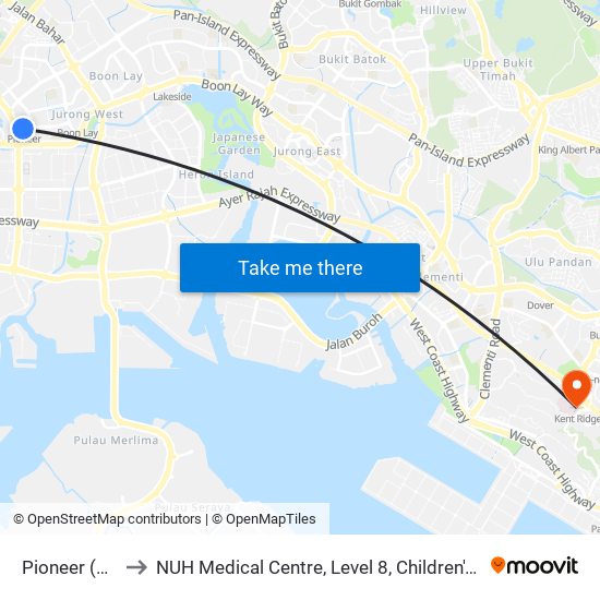 Pioneer (EW28) to NUH Medical Centre, Level 8, Children's Cancer Centre. map