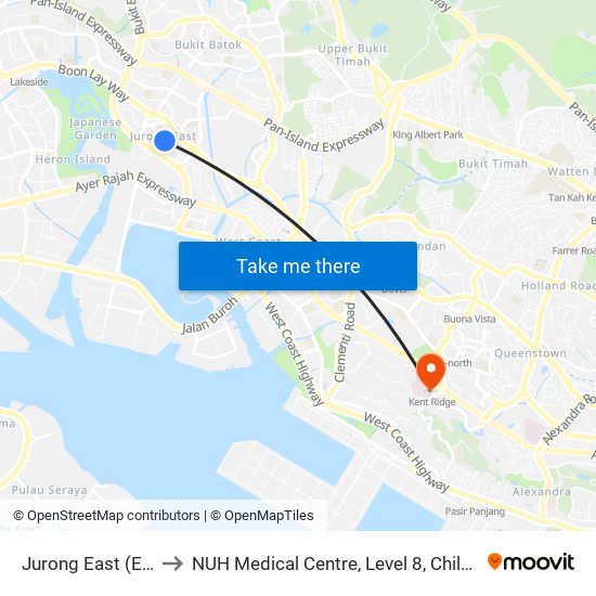 Jurong East (EW24|NS1) to NUH Medical Centre, Level 8, Children's Cancer Centre. map