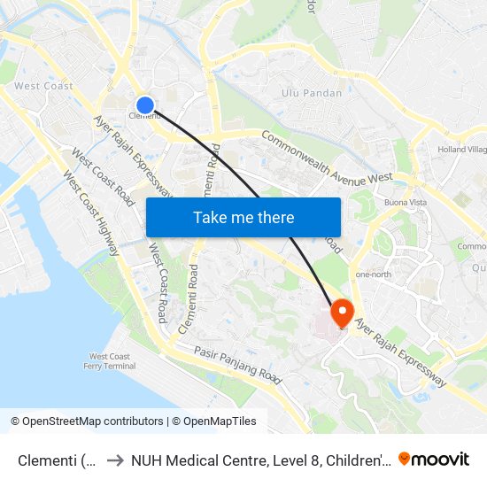 Clementi (EW23) to NUH Medical Centre, Level 8, Children's Cancer Centre. map