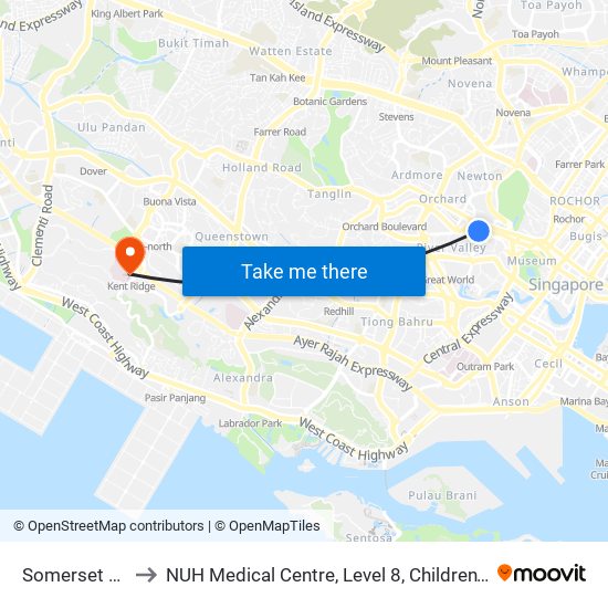 Somerset (NS23) to NUH Medical Centre, Level 8, Children's Cancer Centre. map