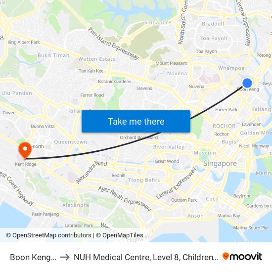 Boon Keng (NE9) to NUH Medical Centre, Level 8, Children's Cancer Centre. map