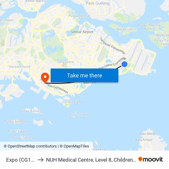 Expo (CG1|DT35) to NUH Medical Centre, Level 8, Children's Cancer Centre. map