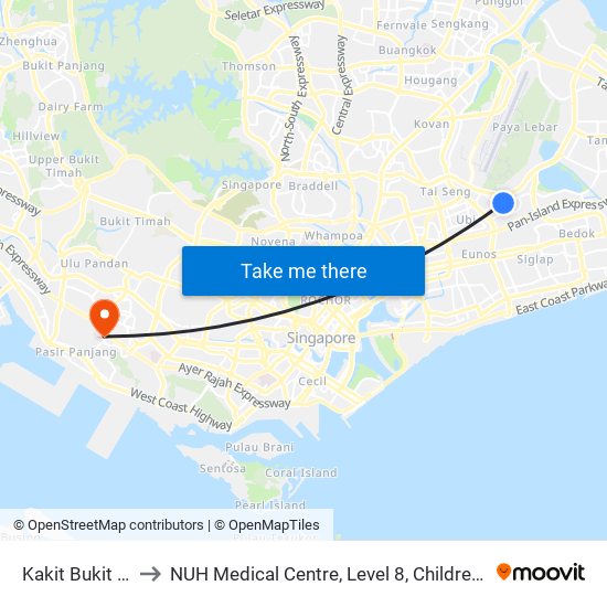 Kakit Bukit (DT28) to NUH Medical Centre, Level 8, Children's Cancer Centre. map