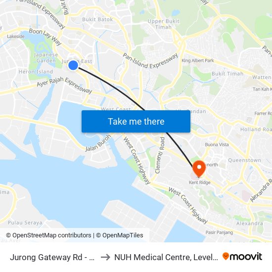 Jurong Gateway Rd - Jurong East Int (28009) to NUH Medical Centre, Level 8, Children's Cancer Centre. map