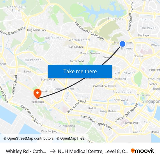 Whitley Rd - Catholic Jc (51099) to NUH Medical Centre, Level 8, Children's Cancer Centre. map