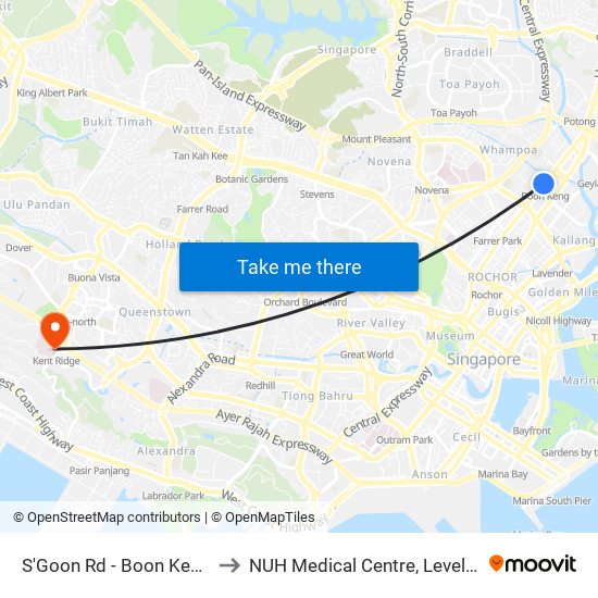 S'Goon Rd - Boon Keng Stn/Blk 102 (60121) to NUH Medical Centre, Level 8, Children's Cancer Centre. map