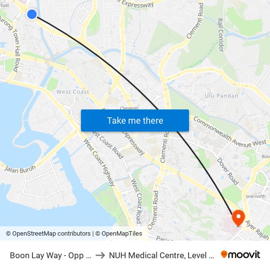 Boon Lay Way - Opp the Synergy (28049) to NUH Medical Centre, Level 8, Children's Cancer Centre. map