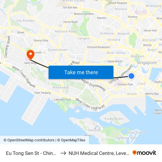 Eu Tong Sen St - Chinatown Stn Exit C (05013) to NUH Medical Centre, Level 8, Children's Cancer Centre. map