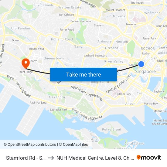 Stamford Rd - Smu (04121) to NUH Medical Centre, Level 8, Children's Cancer Centre. map