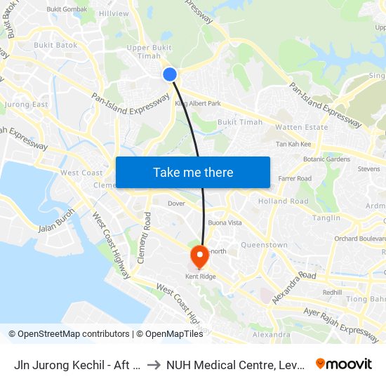 Jln Jurong Kechil - Aft Upp Bt Timah Rd (42259) to NUH Medical Centre, Level 8, Children's Cancer Centre. map