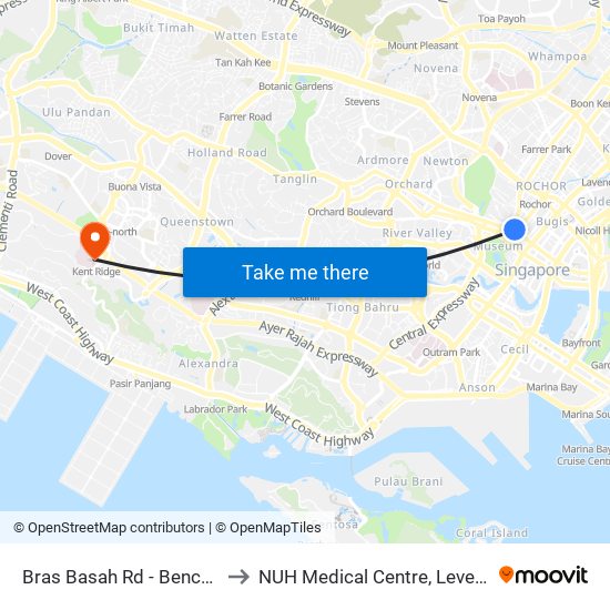 Bras Basah Rd - Bencoolen Stn Exit B (08069) to NUH Medical Centre, Level 8, Children's Cancer Centre. map
