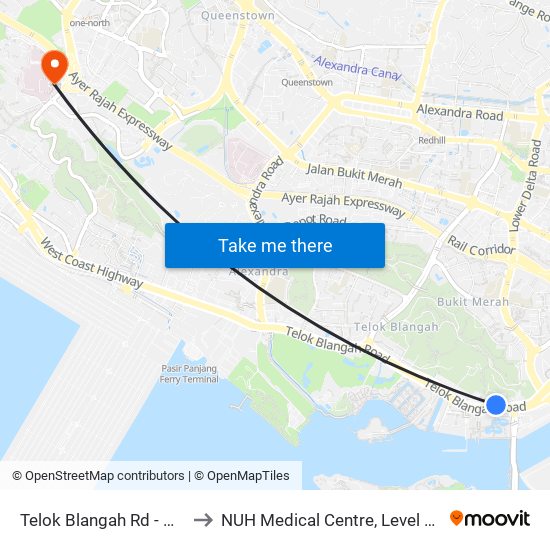 Telok Blangah Rd - Opp Vivocity (14119) to NUH Medical Centre, Level 8, Children's Cancer Centre. map